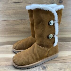 Koolaburra By UGG Kinslei Tall Boots Womens 9 Chestnut Suede Faux Fur Lined